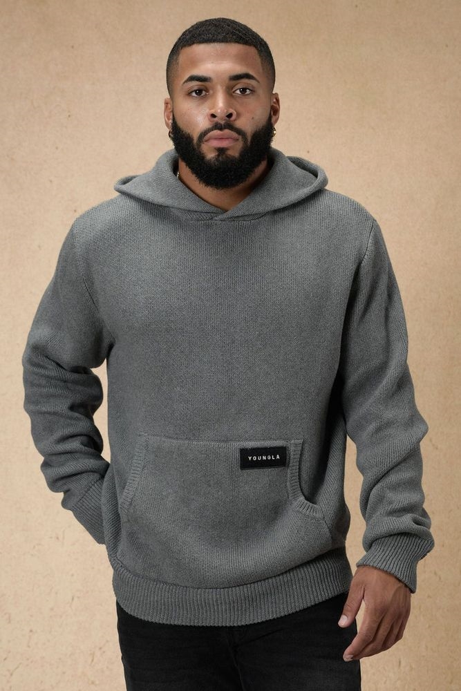 Manufacturers Supply Young LA Outerwear - Mens 547 Mojave Knitted Hoodies  Heather Grey